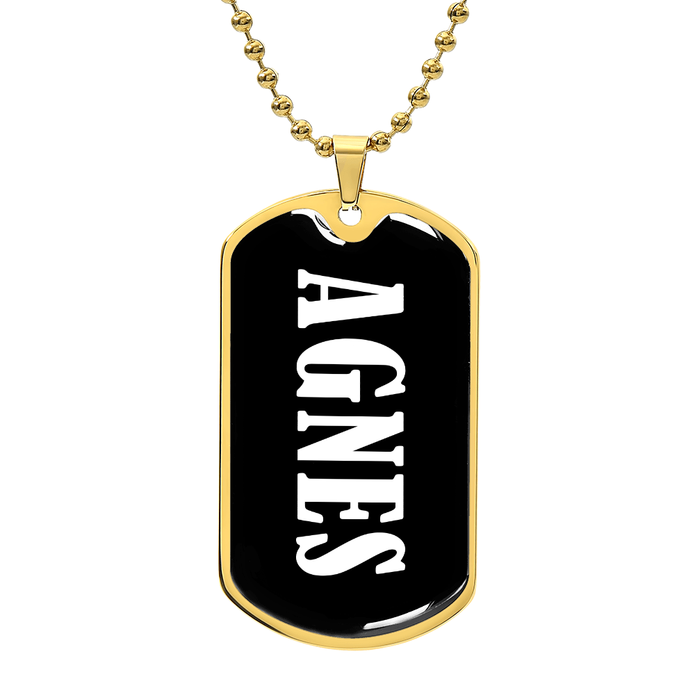 Agnes v01w - 18k Gold Finished Luxury Dog Tag Necklace