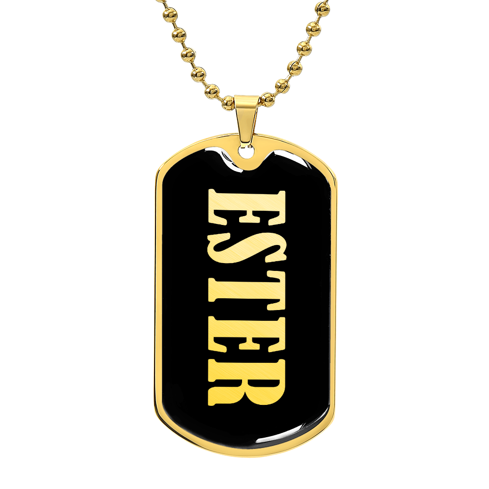 Ester v02 - 18k Gold Finished Luxury Dog Tag Necklace