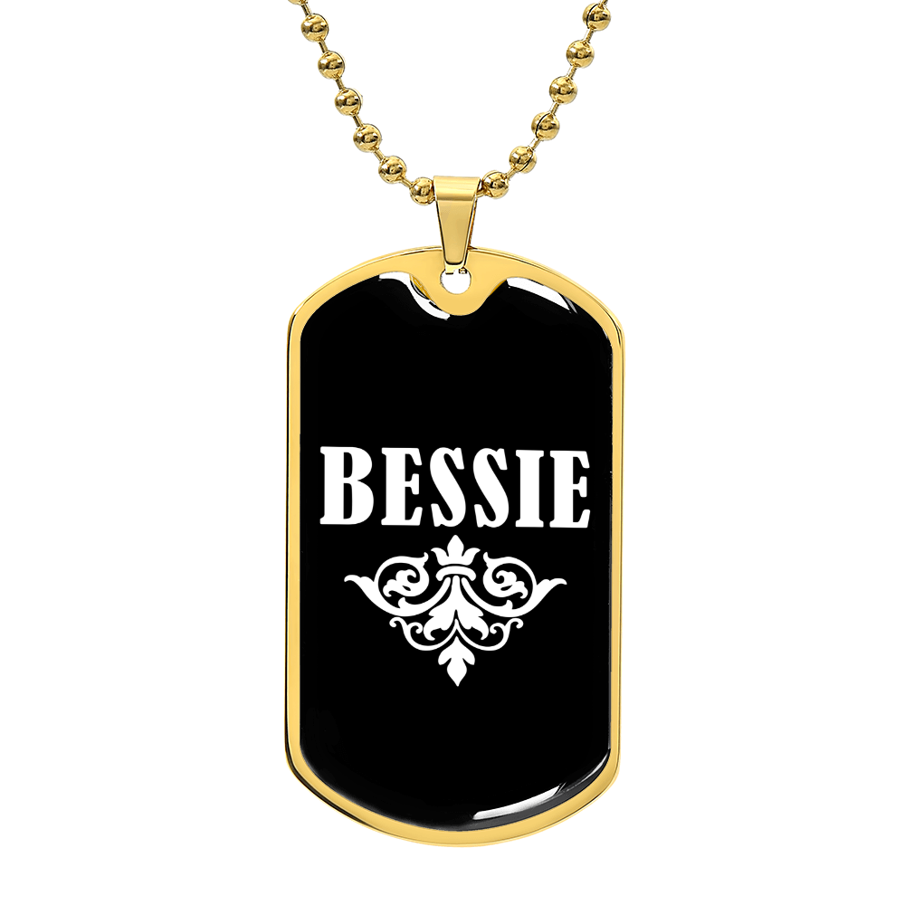 Bessie v03a - 18k Gold Finished Luxury Dog Tag Necklace