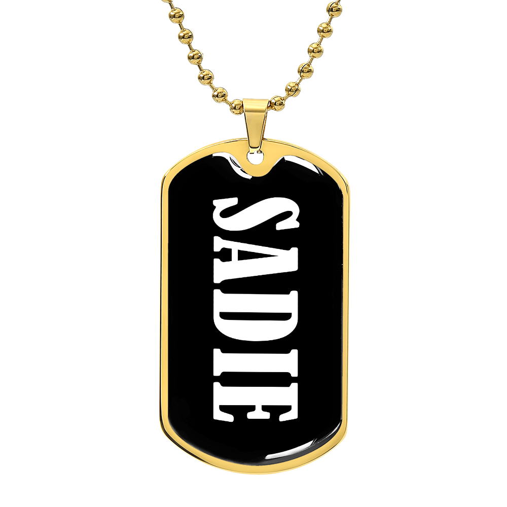 Sadie v01w - 18k Gold Finished Luxury Dog Tag Necklace