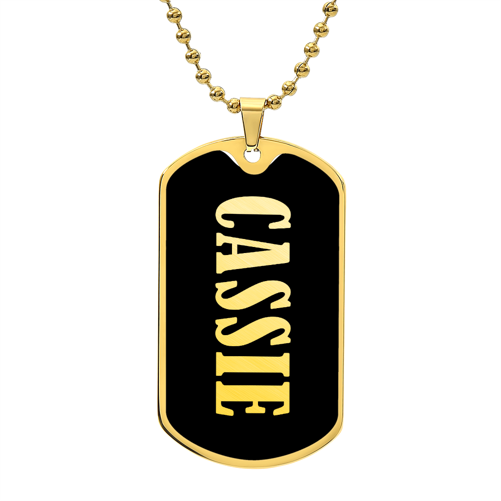 Cassie v02 - 18k Gold Finished Luxury Dog Tag Necklace