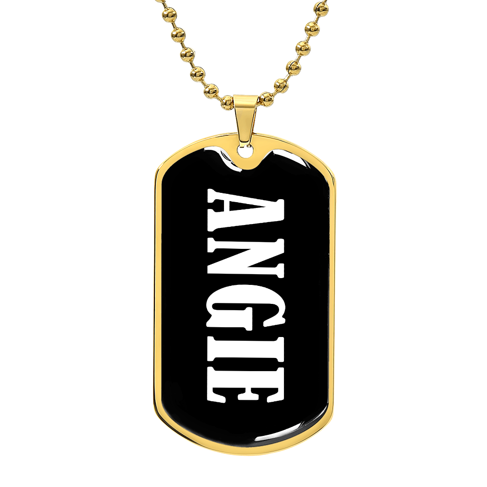 Angie v01w - 18k Gold Finished Luxury Dog Tag Necklace