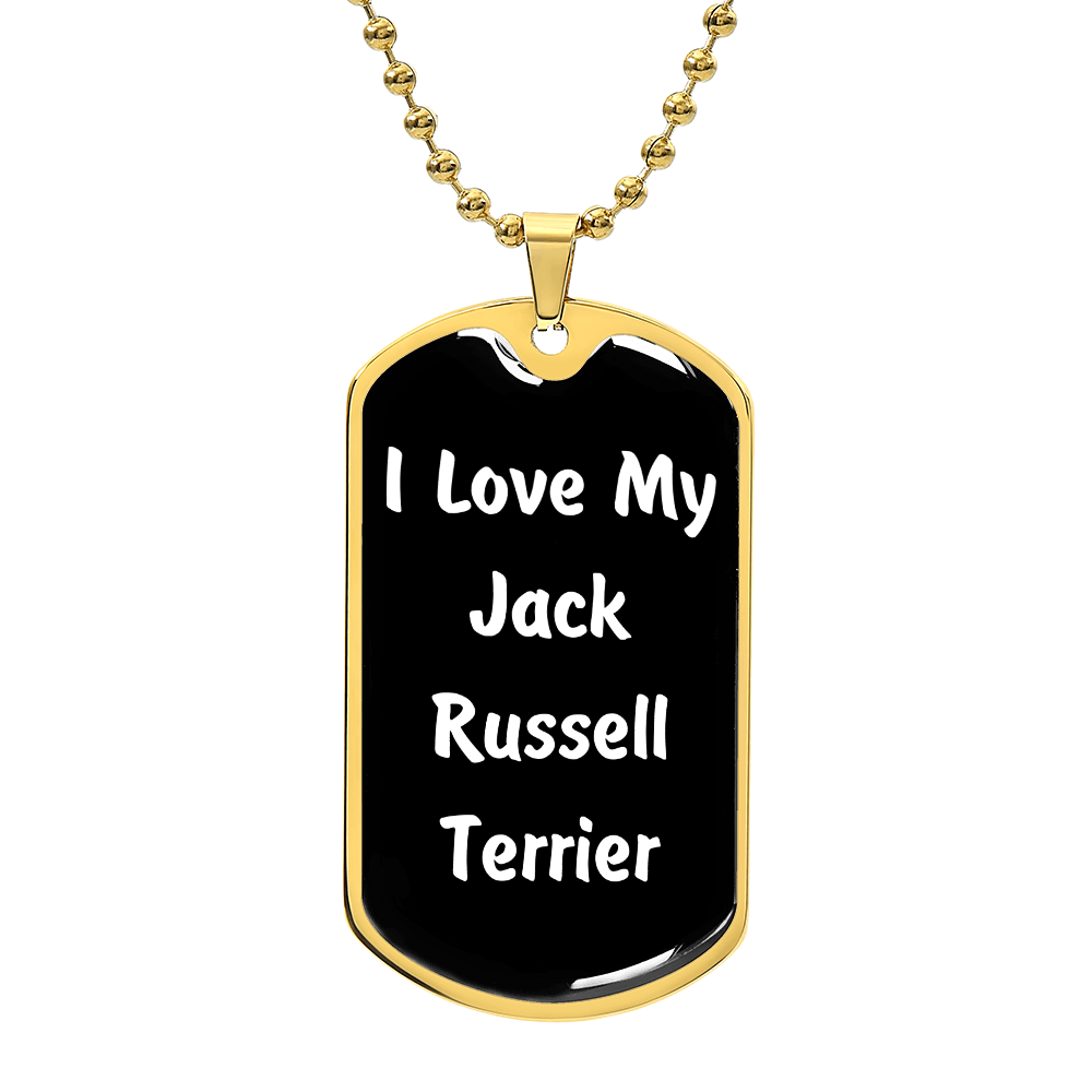 Love My Jack Russell Terrier v6 - 18k Gold Finished Luxury Dog Tag Necklace