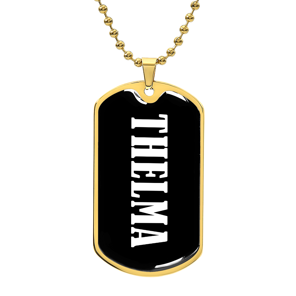Thelma v01w - 18k Gold Finished Luxury Dog Tag Necklace