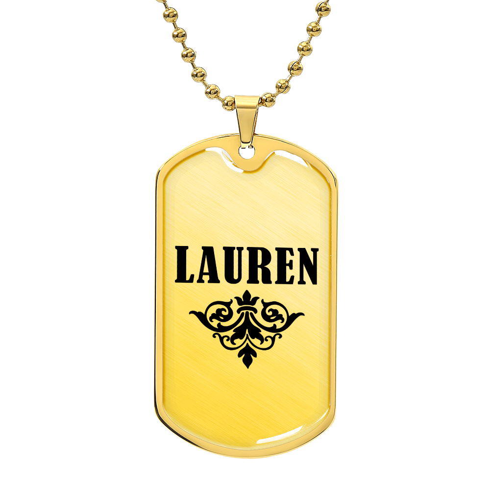 Lauren v01a - 18k Gold Finished Luxury Dog Tag Necklace