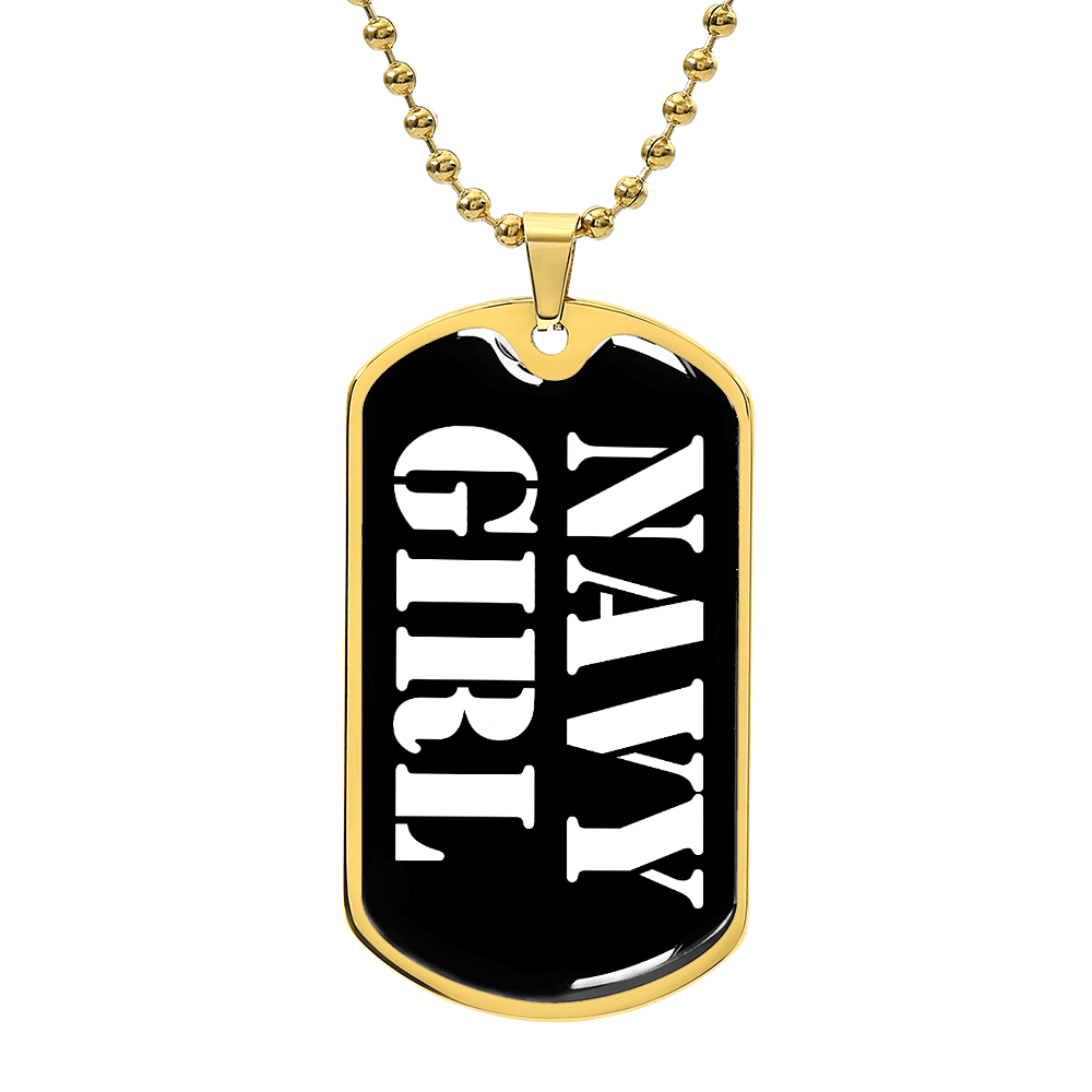Navy Girl v3 - 18k Gold Finished Luxury Dog Tag Necklace