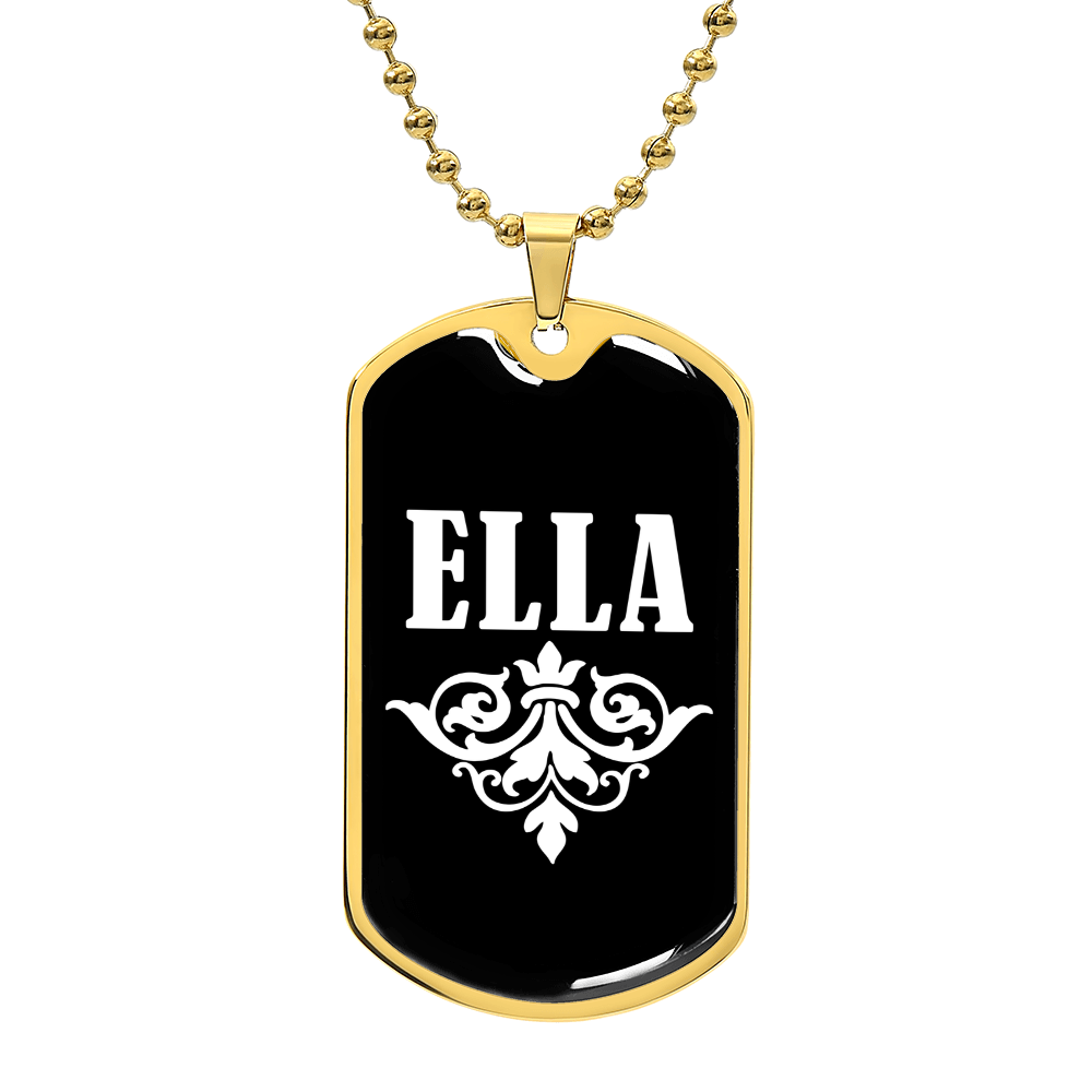 Ella v03a - 18k Gold Finished Luxury Dog Tag Necklace