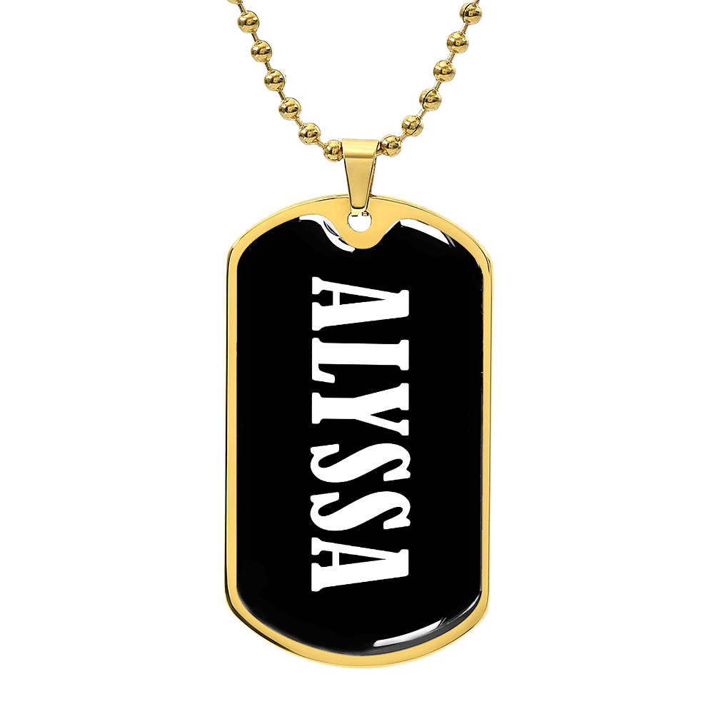 Alyssa v03 - 18k Gold Finished Luxury Dog Tag Necklace