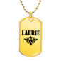 Laurie v01a - 18k Gold Finished Luxury Dog Tag Necklace