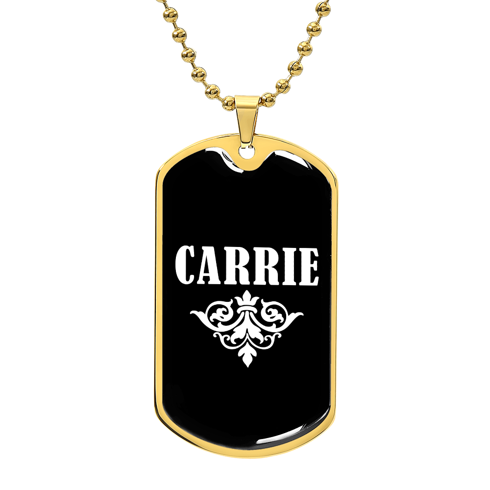 Carrie v03a - 18k Gold Finished Luxury Dog Tag Necklace