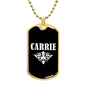 Carrie v03a - 18k Gold Finished Luxury Dog Tag Necklace