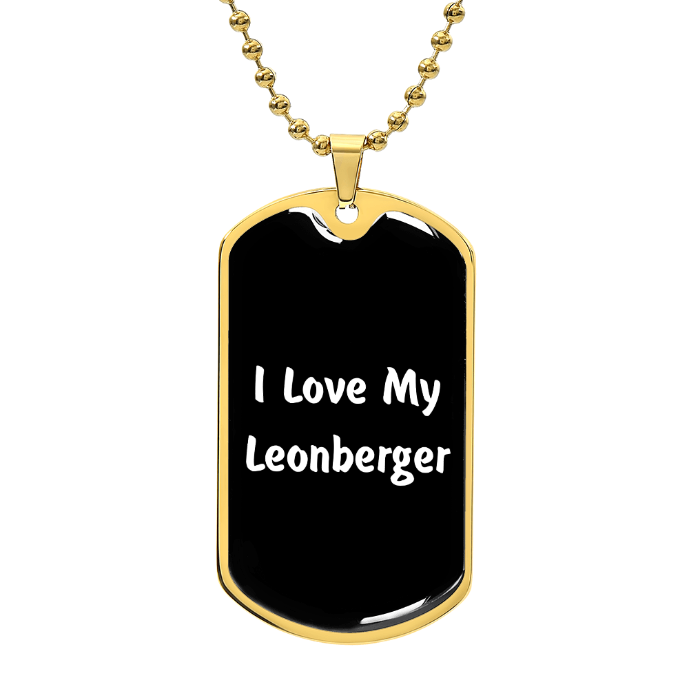 Love My Leonberger v6 - 18k Gold Finished Luxury Dog Tag Necklace