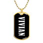 Vivian v01w - 18k Gold Finished Luxury Dog Tag Necklace