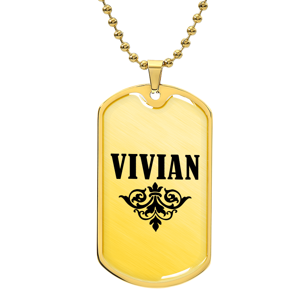 Vivian v01a - 18k Gold Finished Luxury Dog Tag Necklace