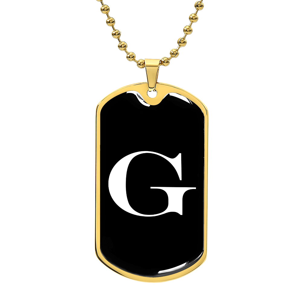 Initial G v3a - 18k Gold Finished Luxury Dog Tag Necklace