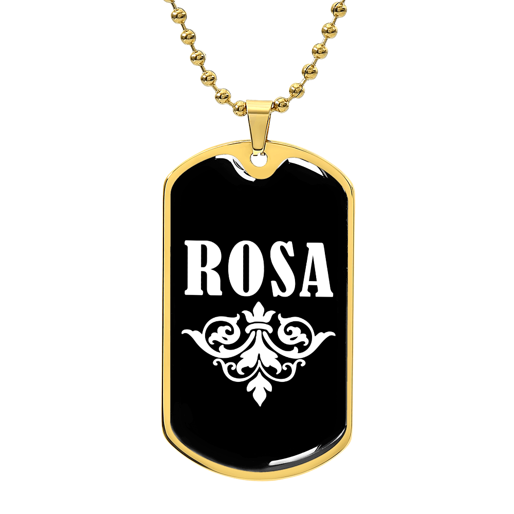 Rosa v03a - 18k Gold Finished Luxury Dog Tag Necklace