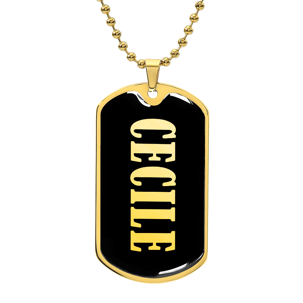 Cecile v02 - 18k Gold Finished Luxury Dog Tag Necklace
