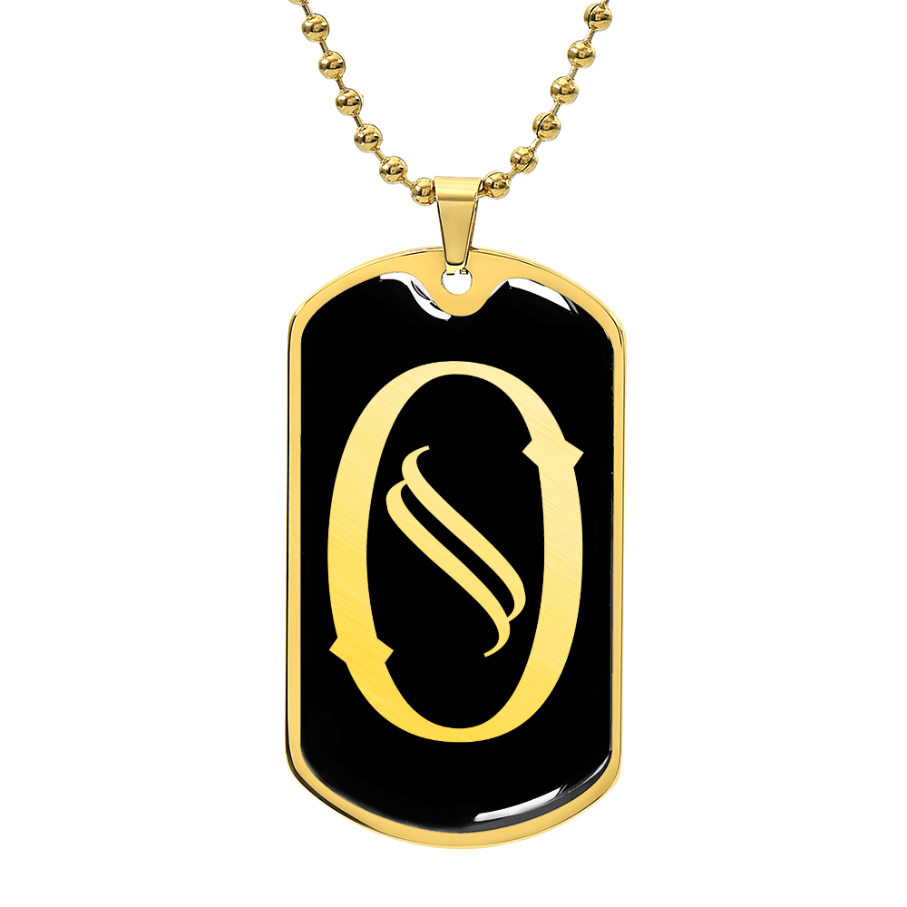 Initial O v001-32 - 18k Gold Finished Luxury Dog Tag Necklace