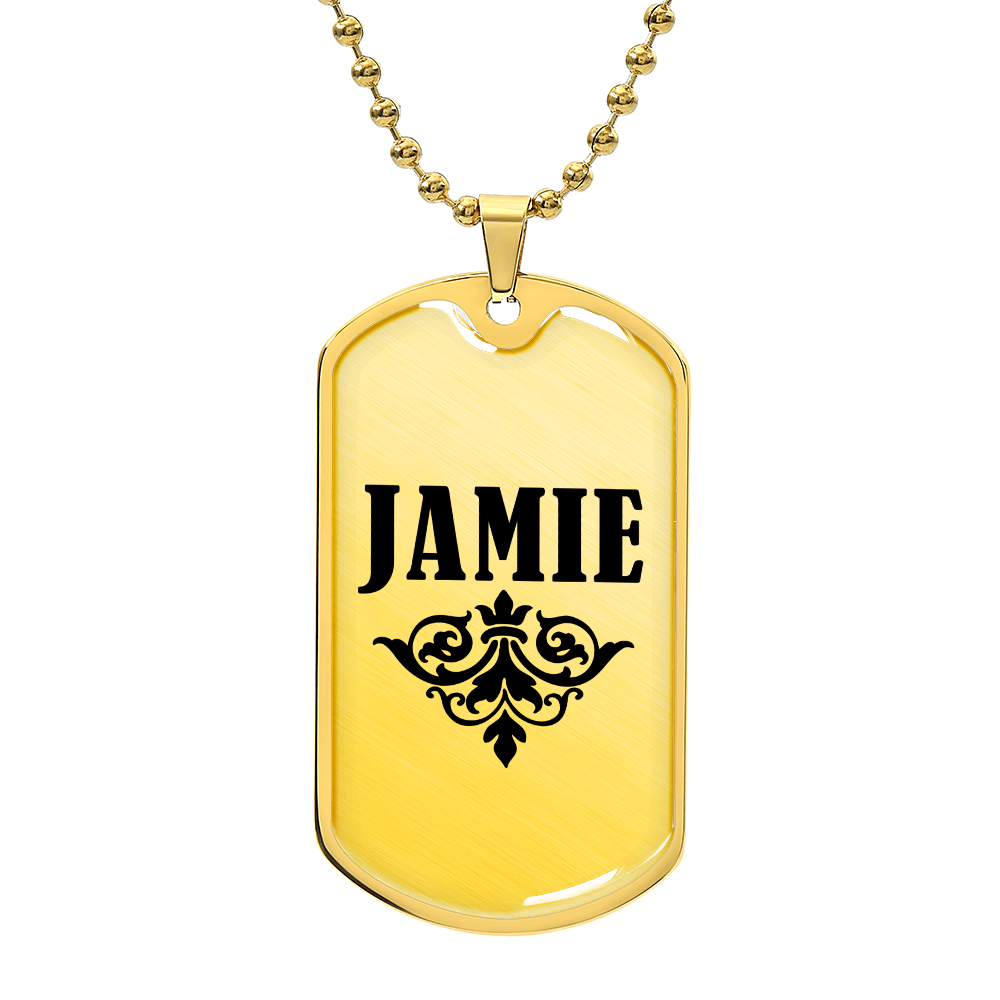 Jamie v01a - 18k Gold Finished Luxury Dog Tag Necklace