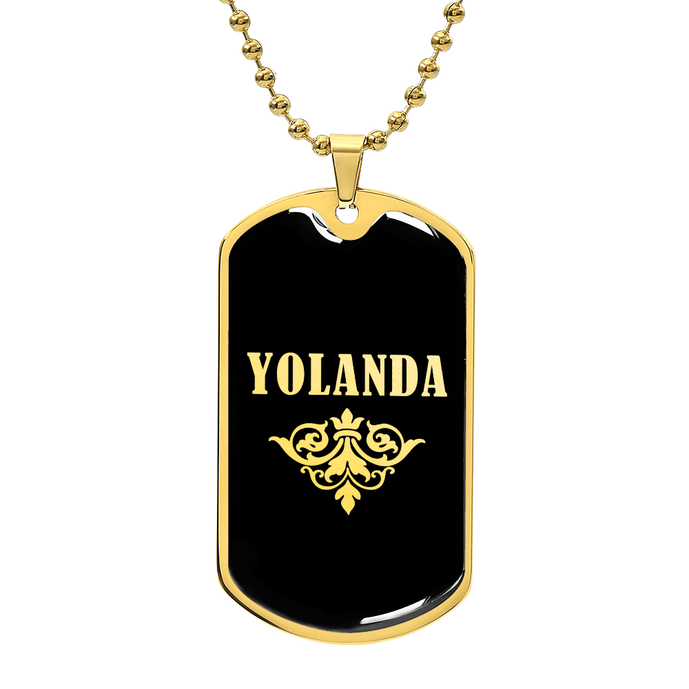 Yolanda v02a - 18k Gold Finished Luxury Dog Tag Necklace