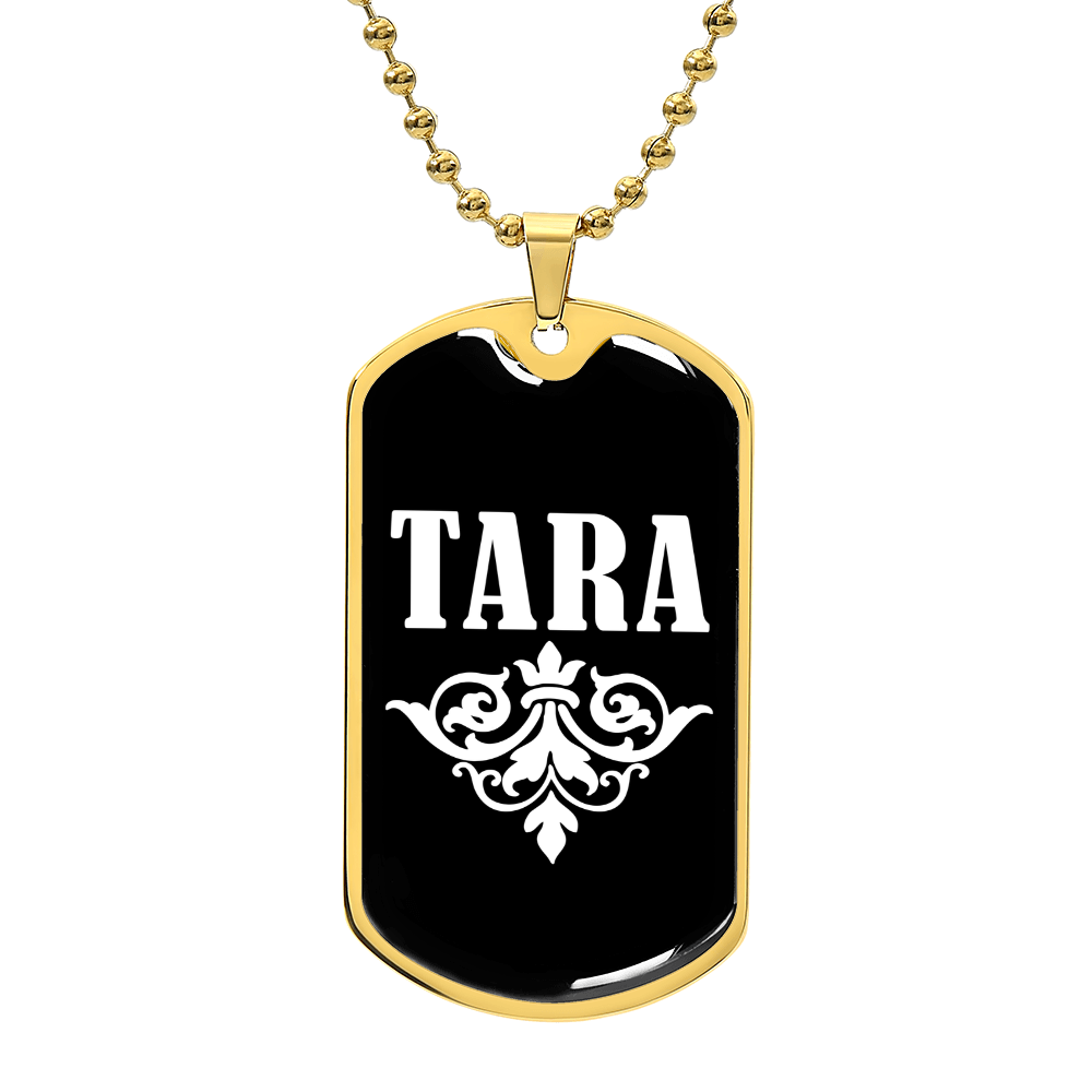 Tara v03a - 18k Gold Finished Luxury Dog Tag Necklace