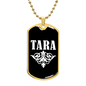 Tara v03a - 18k Gold Finished Luxury Dog Tag Necklace