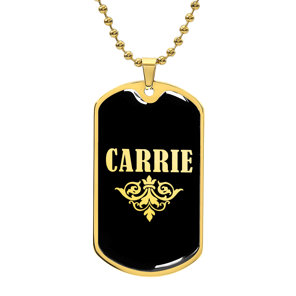 Carrie v02a - 18k Gold Finished Luxury Dog Tag Necklace