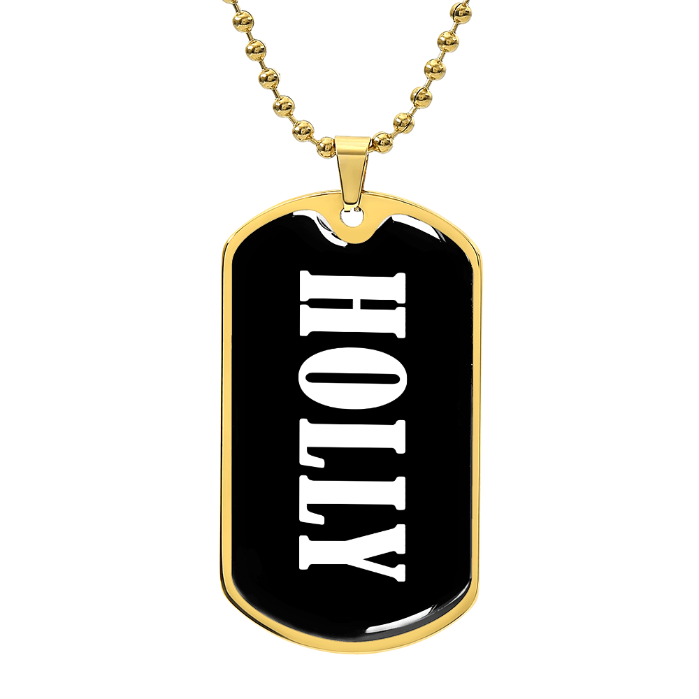 Holly v01w - 18k Gold Finished Luxury Dog Tag Necklace
