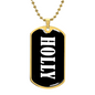 Holly v01w - 18k Gold Finished Luxury Dog Tag Necklace