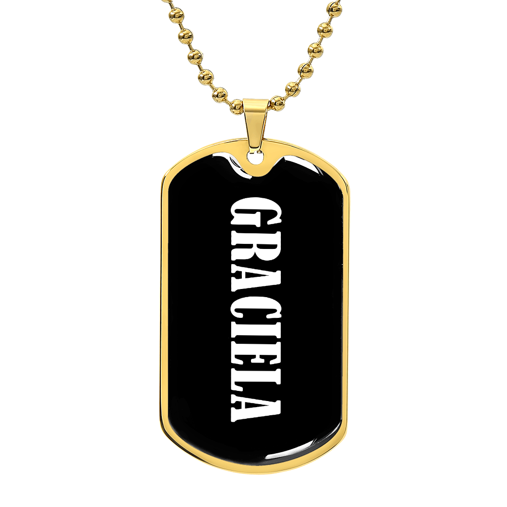 Graciela v03 - 18k Gold Finished Luxury Dog Tag Necklace