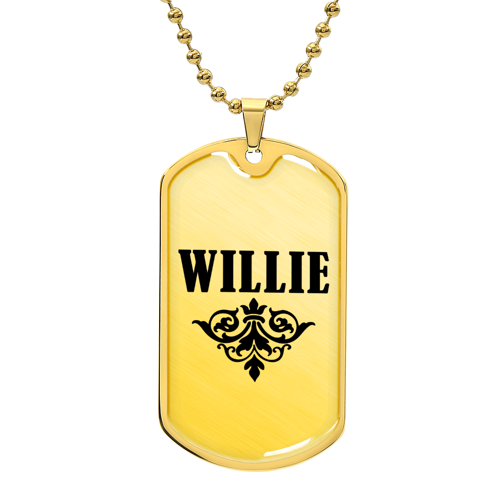 Willie v01a - 18k Gold Finished Luxury Dog Tag Necklace