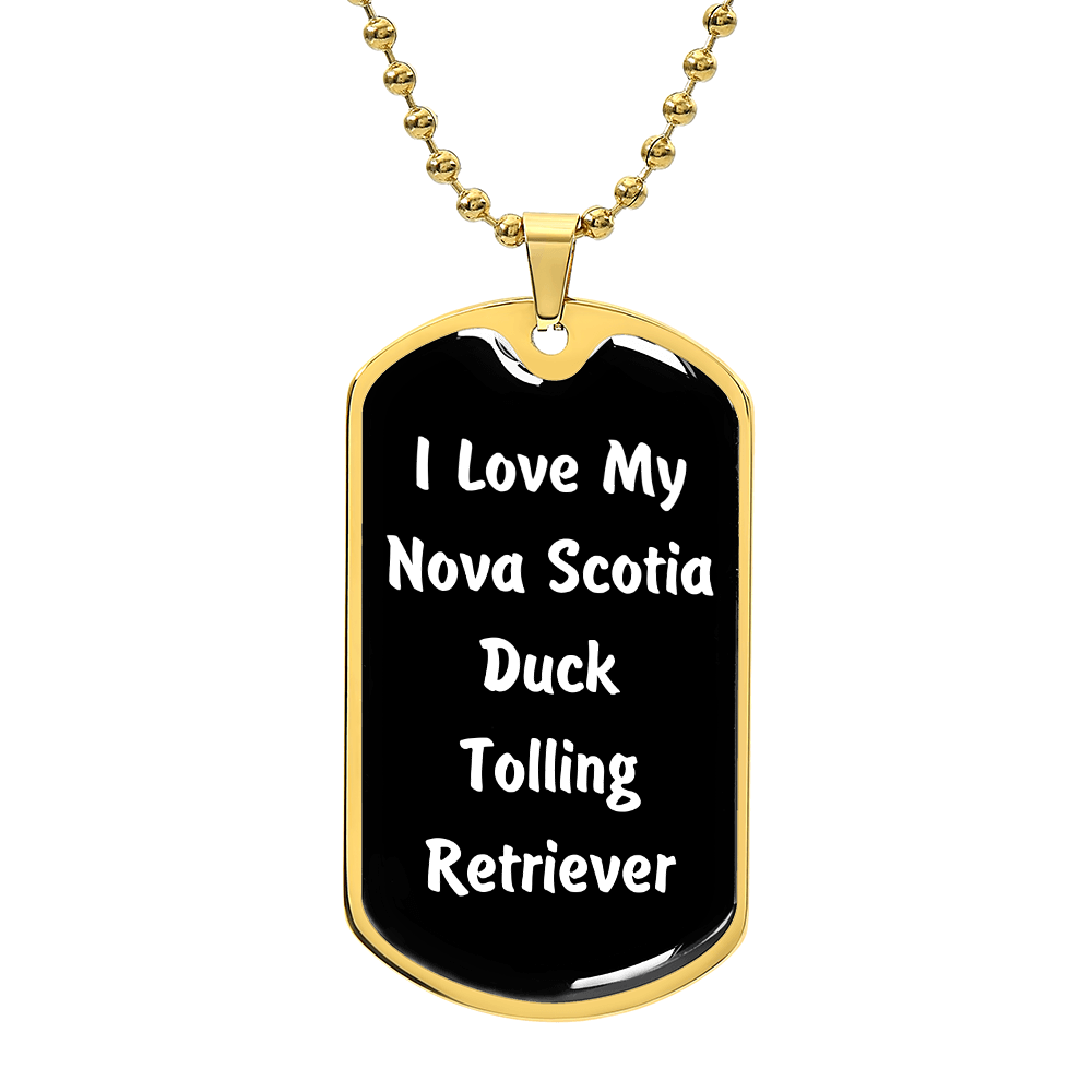 Love My Nova Scotia Duck Tolling Retriever v6 - 18k Gold Finished Luxury Dog Tag Necklace