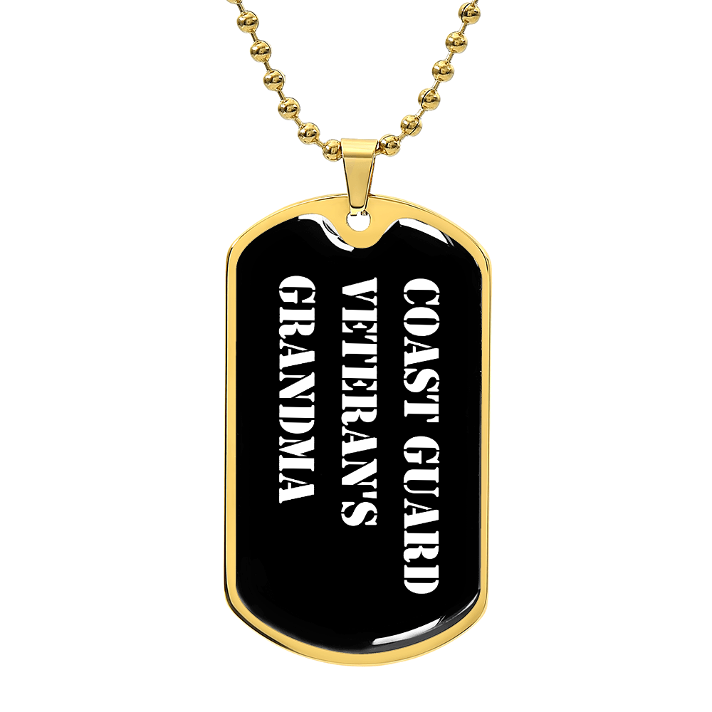Coast Guard Veteran's Grandma v3 - 18k Gold Finished Luxury Dog Tag Necklace