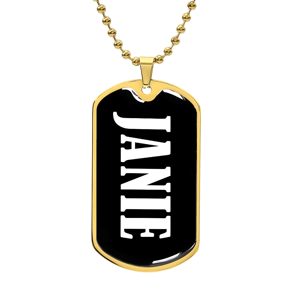 Janie v01w - 18k Gold Finished Luxury Dog Tag Necklace