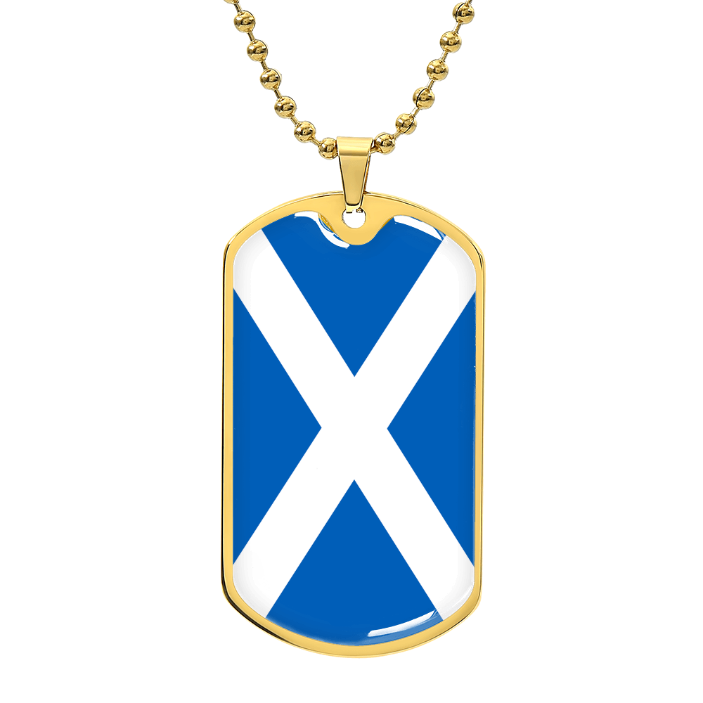 Scottish Flag - 18k Gold Finished Luxury Dog Tag Necklace