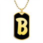 Initial B v2b - 18k Gold Finished Luxury Dog Tag Necklace