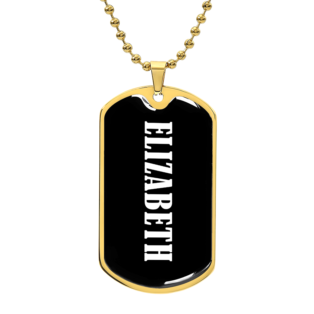 Elizabeth v01w - 18k Gold Finished Luxury Dog Tag Necklace