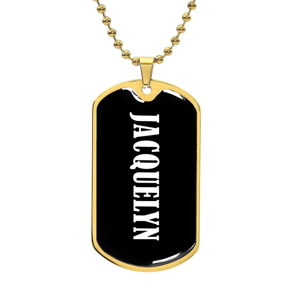 Jacquelyn v01w - 18k Gold Finished Luxury Dog Tag Necklace