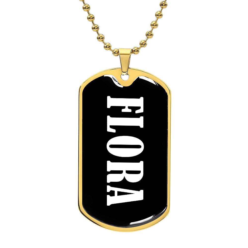 Flora v01w - 18k Gold Finished Luxury Dog Tag Necklace