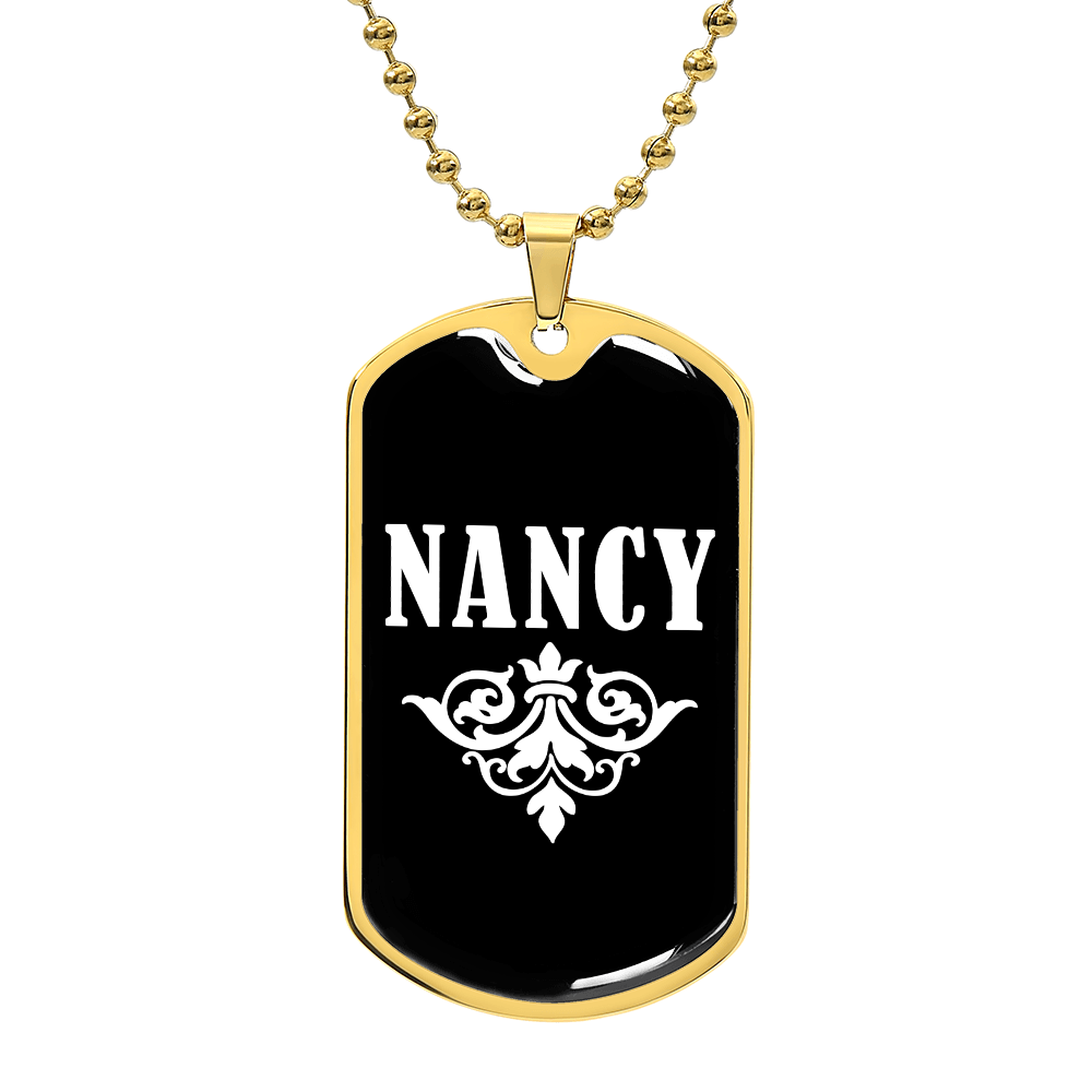 Nancy v03a - 18k Gold Finished Luxury Dog Tag Necklace