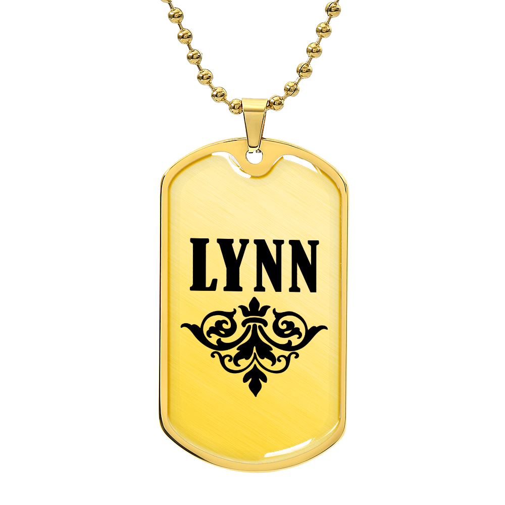 Lynn v01a - 18k Gold Finished Luxury Dog Tag Necklace