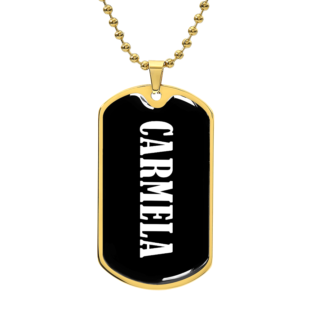 Carmela v03 - 18k Gold Finished Luxury Dog Tag Necklace