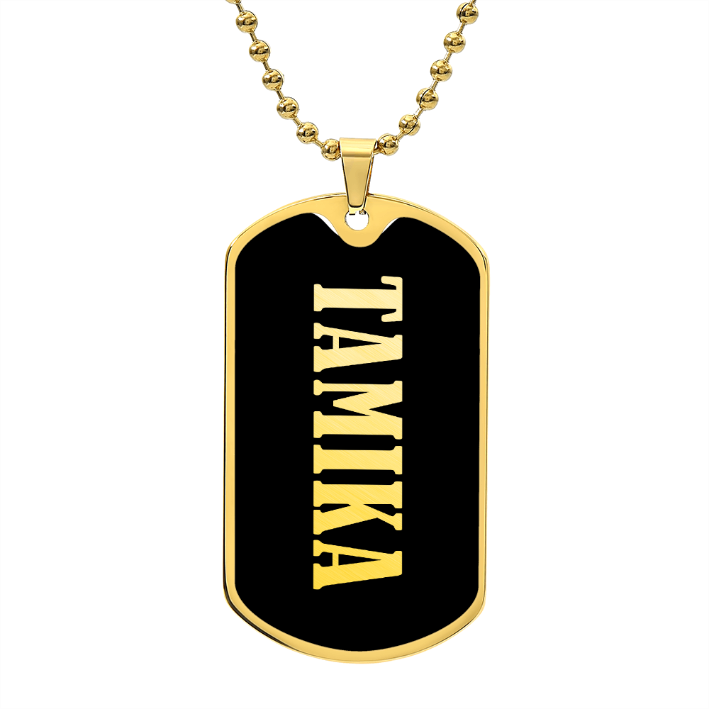 Tamika v02 - 18k Gold Finished Luxury Dog Tag Necklace