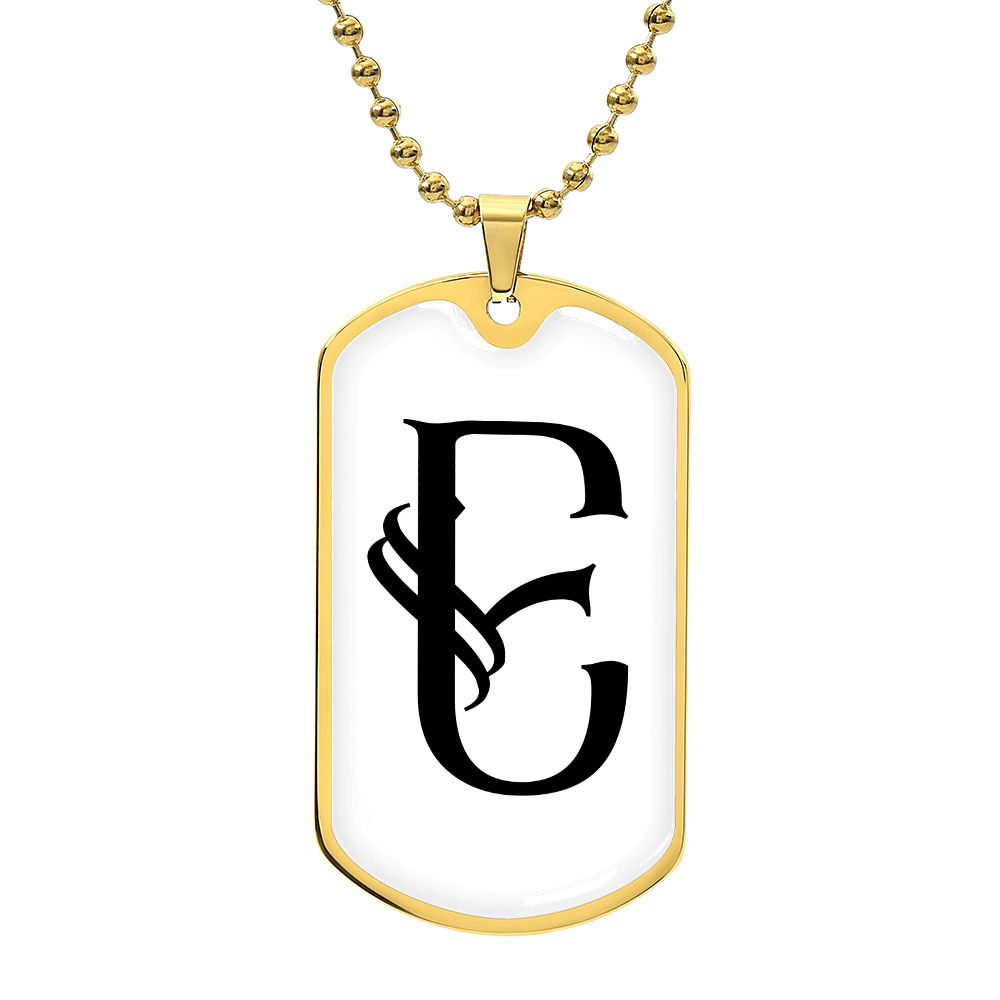 Initial E v001-34 - 18k Gold Finished Luxury Dog Tag Necklace