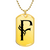 Initial F v001-31 - 18k Gold Finished Luxury Dog Tag Necklace