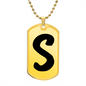 Initial S v1b - 18k Gold Finished Luxury Dog Tag Necklace