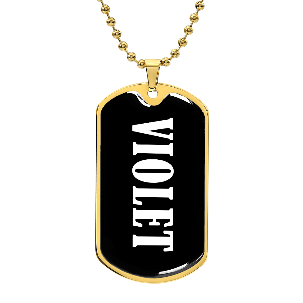 Violet v01w - 18k Gold Finished Luxury Dog Tag Necklace
