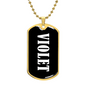 Violet v01w - 18k Gold Finished Luxury Dog Tag Necklace