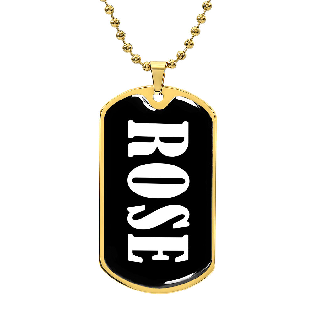 Rose v01w - 18k Gold Finished Luxury Dog Tag Necklace