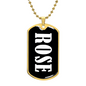 Rose v01w - 18k Gold Finished Luxury Dog Tag Necklace